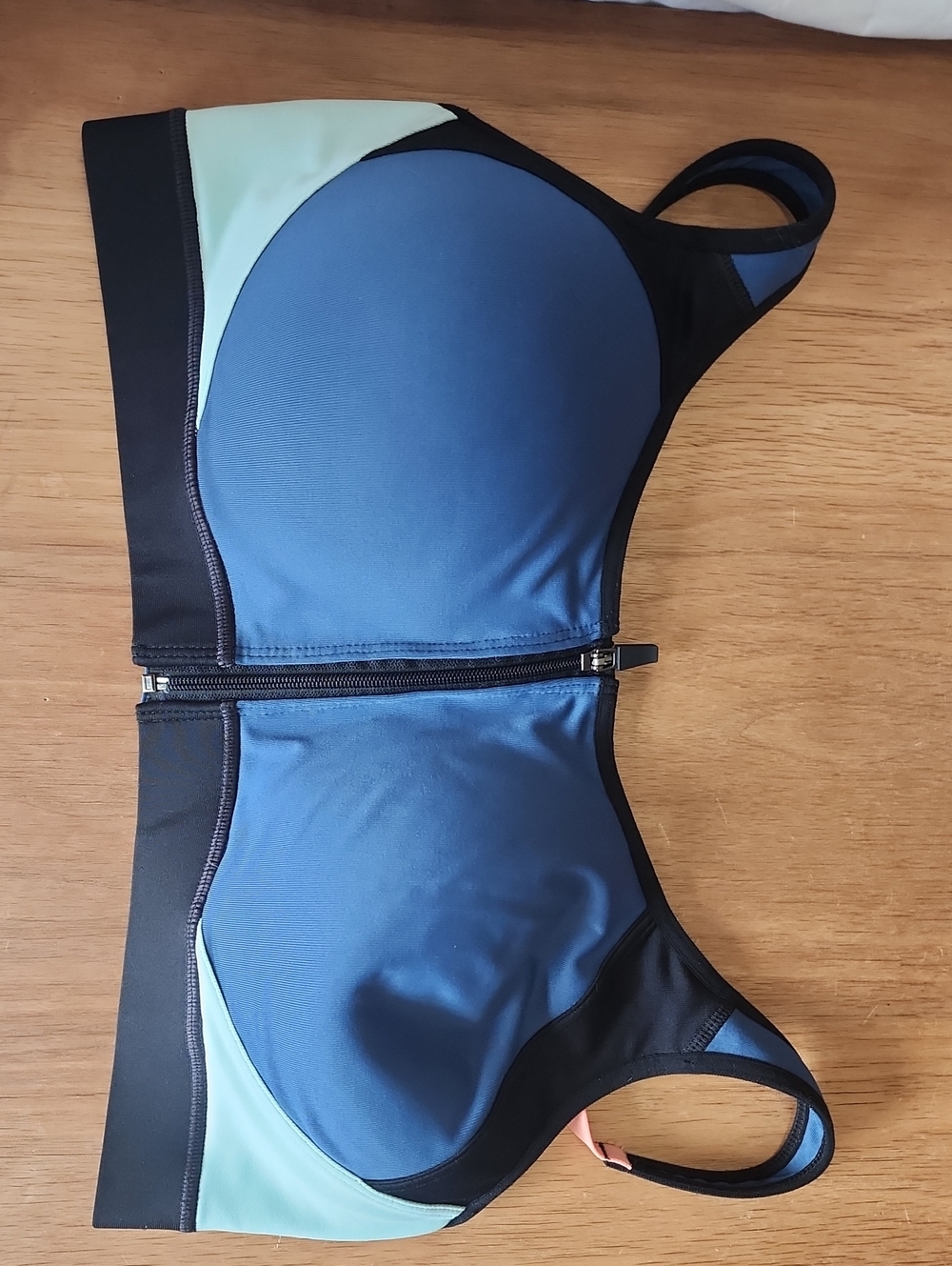 Champion Mint and Black Zipper-Front Sports Bra